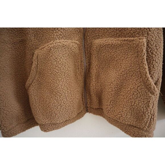 Old Navy Women's Sz XL Braised Tofu Brown Slouchy Sherpa Full Zip Jacket - Picture 3 of 6